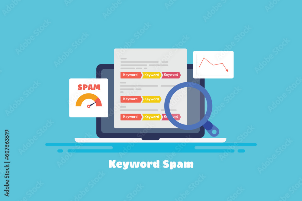 Canvas Prints website content full of keyword stuffing, search engine spam indexing unethical seo strategy, vector
