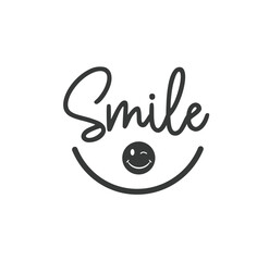 Smile vector calligraphic inscription with smooth lines. Smile logo design template vector. Happy smile vector logotype

