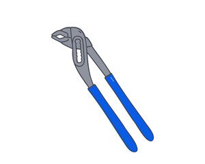 plumbing wrench, doodle vector illustration
