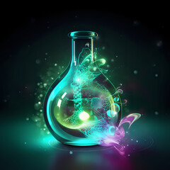 tube with chemicals, medicine, abstract, research, bottle, test,  AI generated	