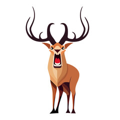 Deer logo design. Cute angry bear isolated. Image of a deer with antlers
