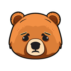 Bear head logo design. Abstract bear face isolated. Sad bear face
