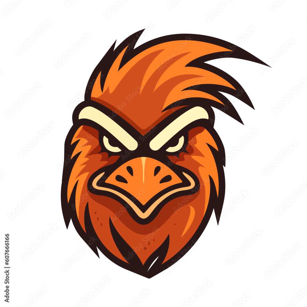 Wall mural rooster logo design. cute rooster head. image of a rooster in flat style