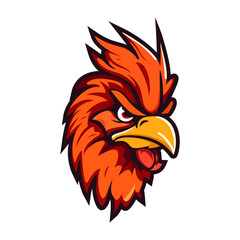 Rooster logo design. Cute rooster head. Image of a rooster in flat style