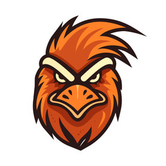 Rooster logo design. Cute rooster head. Image of a rooster in flat style