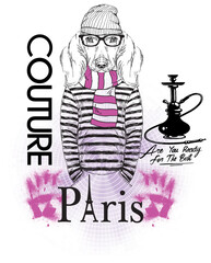 dog figure print pattern consisting of texts