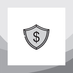 finance shield icon, bank shield symbol, finance, shield illustration with money icon in the middle