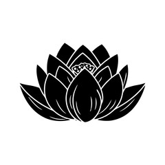 Lotus flower icon isolated on white background. Lotus flower black icon. Lotus plant. Vector illustration