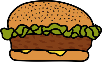 Beef Hamburger Illustration Vector