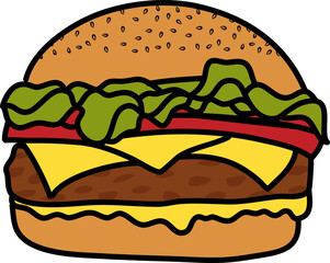 Cheese Hamburger Illustration Vector