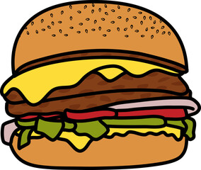 Fast Food Hamburger Illustration Vector