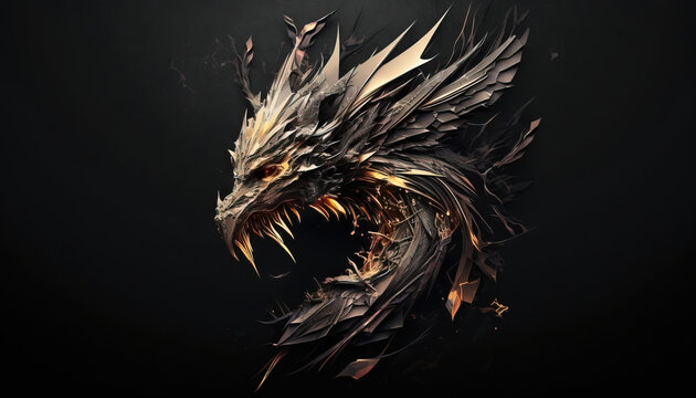Dragon animal abstract wallpaper. Contrast background mythical creature in vivid colors generative ai