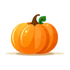 Cute orange pumpkin. Pumpkin isolated icon. Pumpkin sign in flat style. Vector illustration