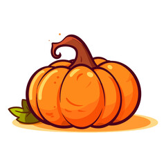 Cute orange pumpkin. Pumpkin isolated icon. Pumpkin sign in flat style. Vector illustration