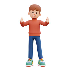 3d male character give a thumb up