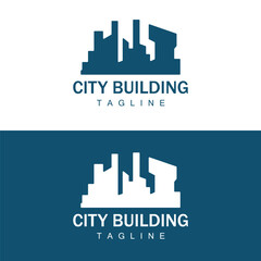 Skyline Logo, Simple Modern Design of Skyscrapers, Vector Cityscape Buildings, Icon Silhouette Illustration