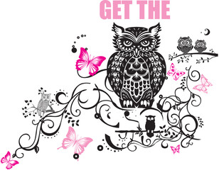 print pattern with owl figures