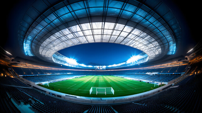 Football Stadium 3d rendering soccer stadium with crowded field arena