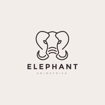 elephant head minimal africa aniamal mammal character logo design vector graphic
