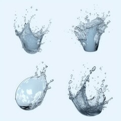 Fototapeta na wymiar Set of pure water splashes. 3d illustration, Generative AI