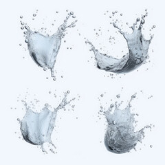 Fototapeta na wymiar Set of pure water splashes. 3d illustration, Generative AI