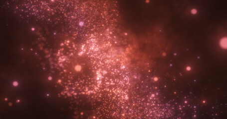 Obraz premium Abstract red energy magic round particles round with bokeh effect glowing background