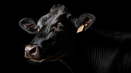black cow on black background