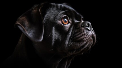 black pug on black background - Powered by Adobe