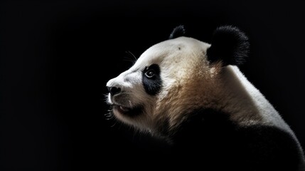panda bear on black background