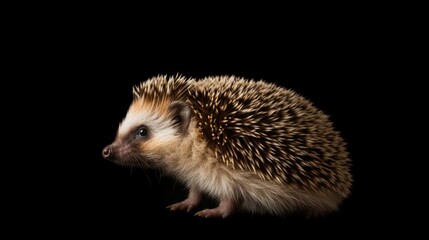 hedgehog isolated on black background