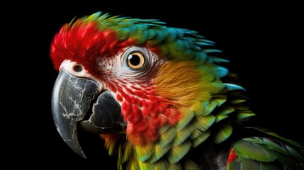 macaw on black background