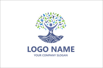 Abstract Yoga logo design stock. Thread person flower balance logotype. Creative spa, guru vector mark.