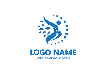 Abstract Yoga logo design stock. Thread person flower balance logotype. Creative spa, guru vector mark.