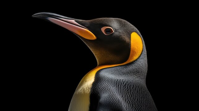 king penguin on black background