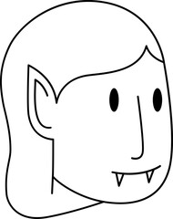 Vampire line icon. Face Halloween icon. Face Halloween simple cartoon style. Halloween avatar decorative elements.