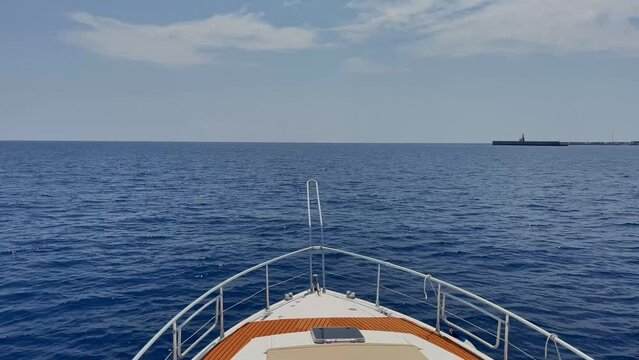 Yacht cruising in Rhodes island, Greece - view from prow
