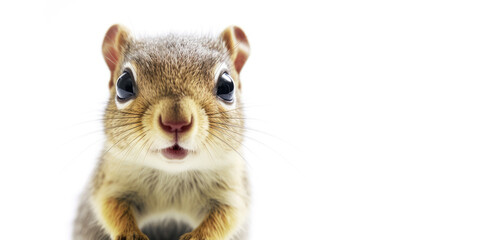Cute baby Squirrel isolated on a white background. Generative AI