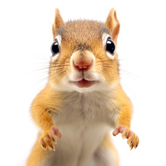 Obraz premium Cute baby Squirrel isolated on a white background. Generative AI