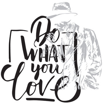 lettering and man print pattern