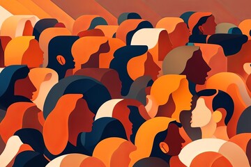 Obraz premium Late Night Abstract Crowd in Sci-Fi Style Generative AI