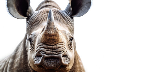 Cute baby Rhinoceros isolated on a white background. Generative AI