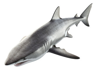 Fototapeta premium 3D Great White Shark Isolated. Generative AI.