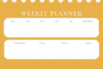 Weekly planner, bullet journal planner template, vector illustration