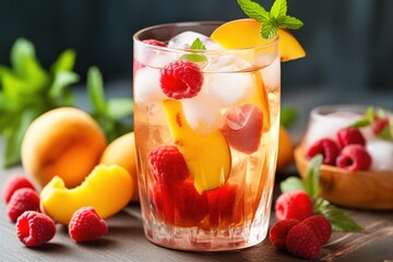 Iced White Tea with Fresh Raspberries