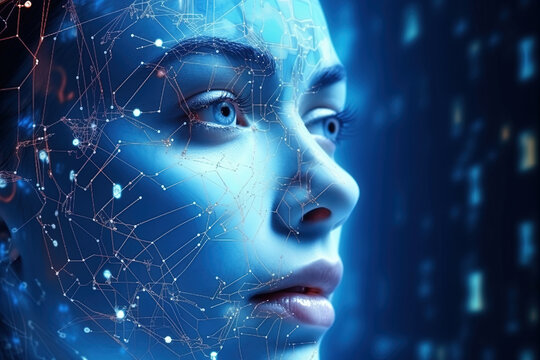 Human features in digital blue