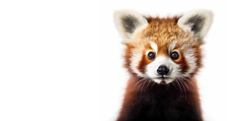 Fototapeta premium Cute baby red panda isolated on a white background. Generative AI