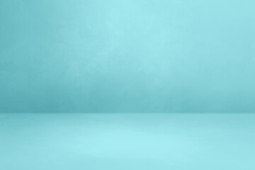 Empty aqua blue concrete interior background