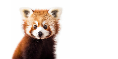 Cute baby red panda isolated on a white background. Generative AI