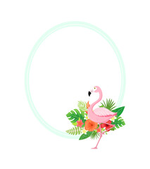 Frame with tropical plants and flamingo, 열대 식물과 플라밍고 프레임