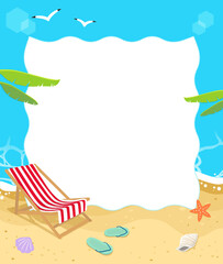 Beach illustration frame, 해변 일러스트 프레임